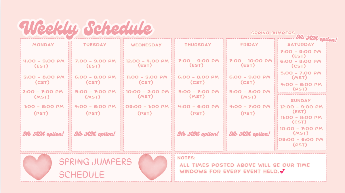 Spring Jumpers Calendar
